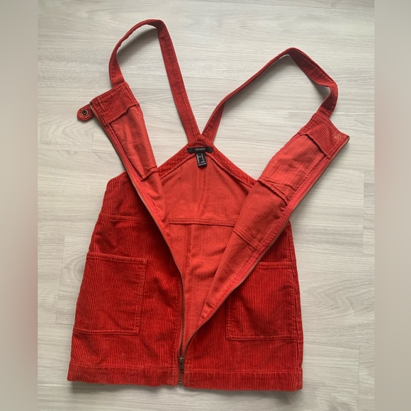 Forever 21 Red Corduroy Overalls Mini Dress w/ Pockets!! ❤️ - Picture 7 of 9